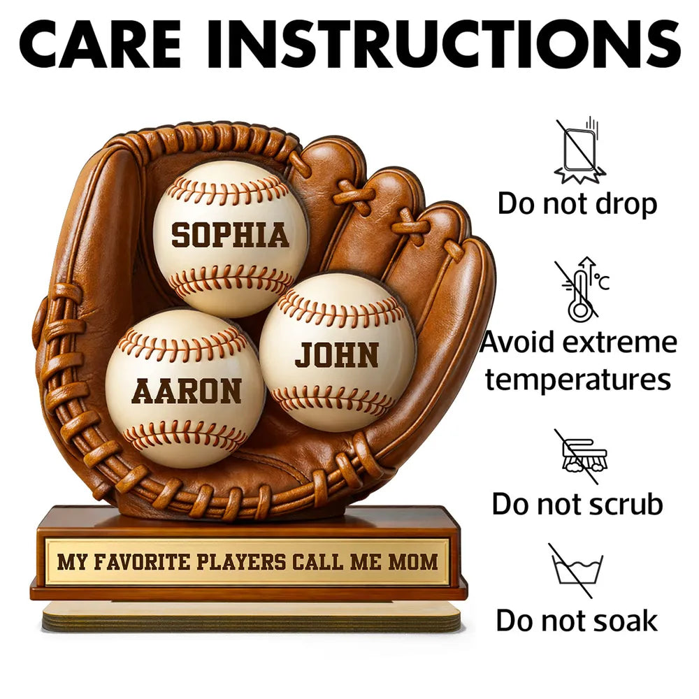 Personalized Baseball Glove Trophy for Mom - Custom Names Display Plaque MagicInPrints