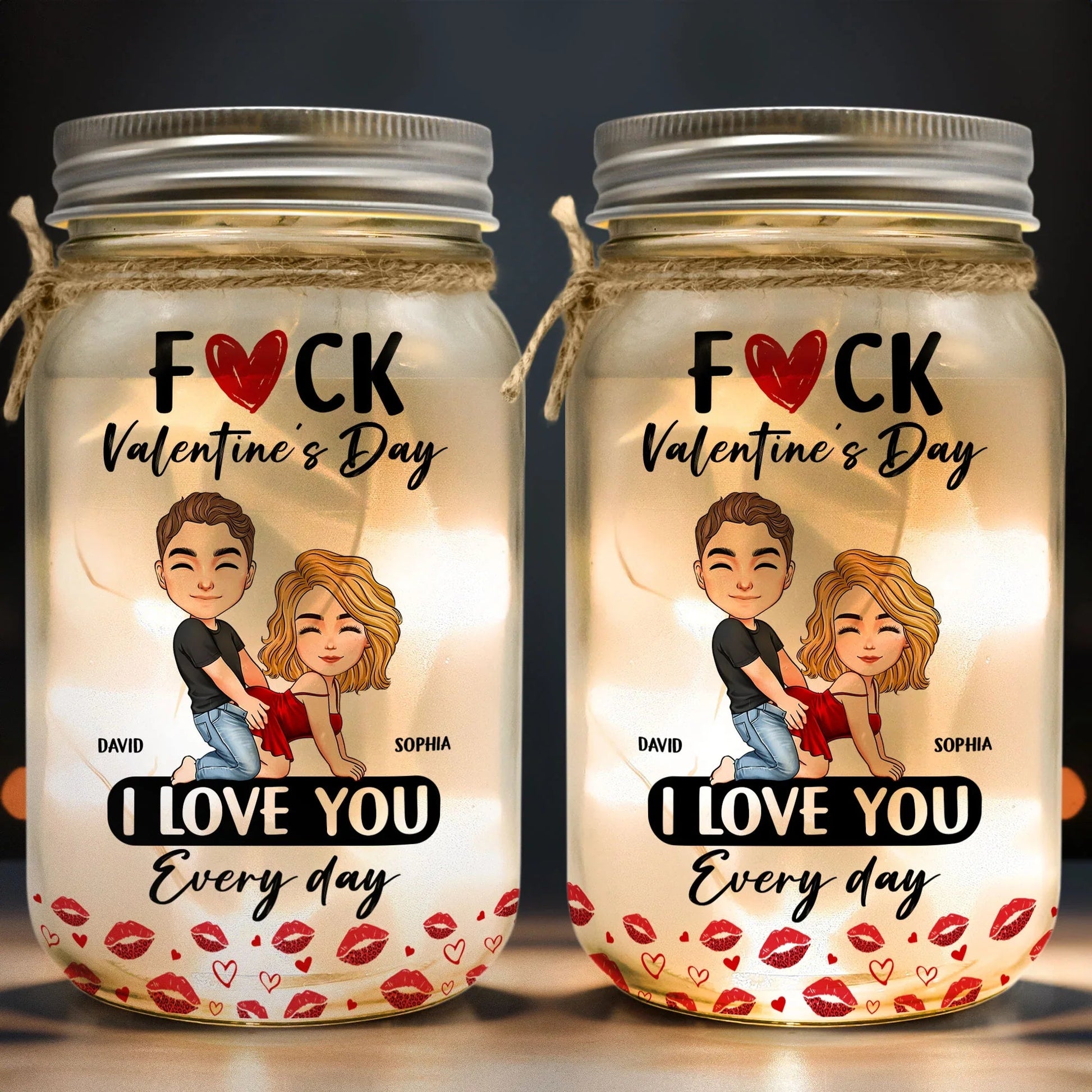 Personalized LED Mason Jar for Couples - Romantic Gift for Valentine's Day Lamp MagicInPrints