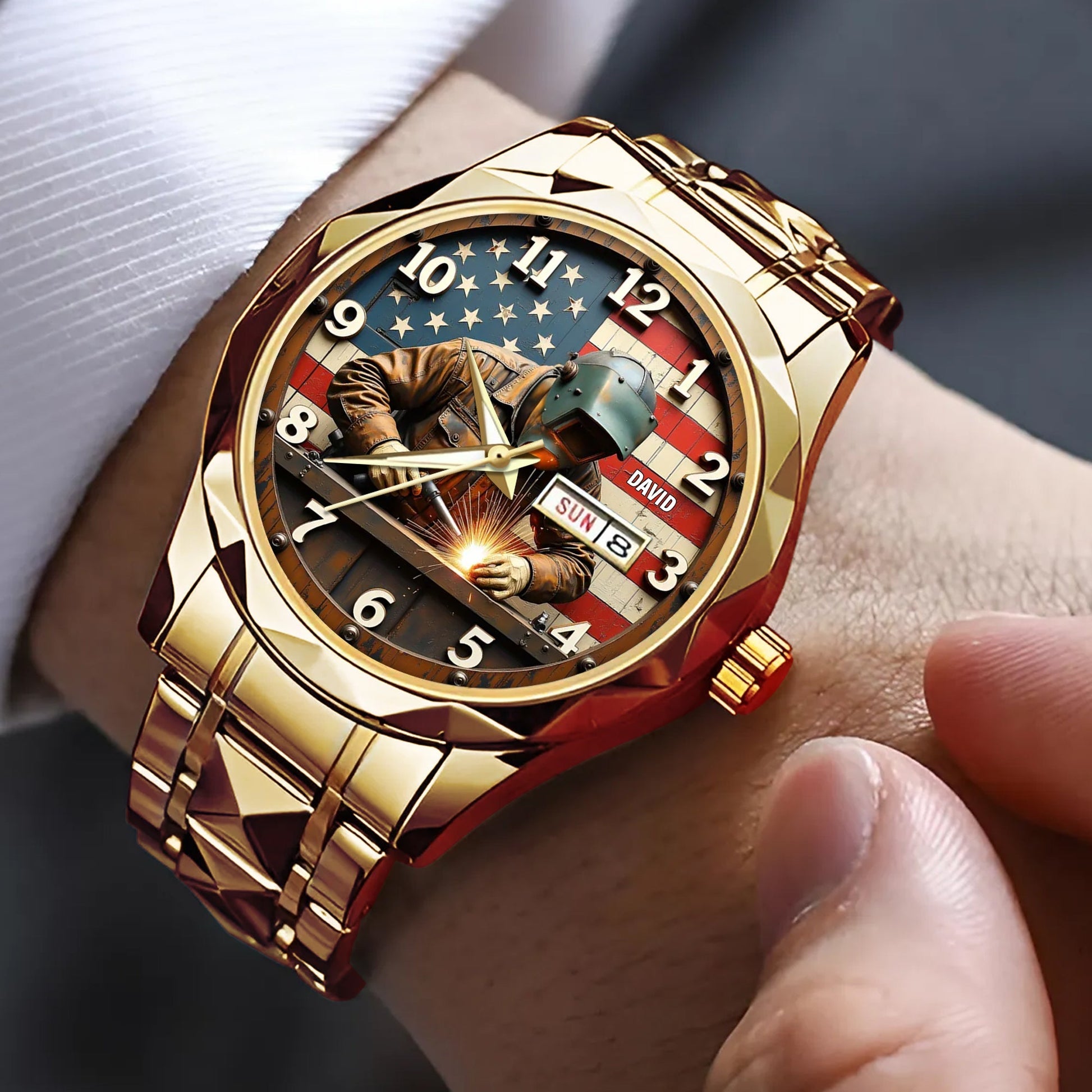 Crafted for the Creator: Personalized Stainless Steel Men's Watch for Welders - A Meaningful Gift Men's Watch MagicInPrints