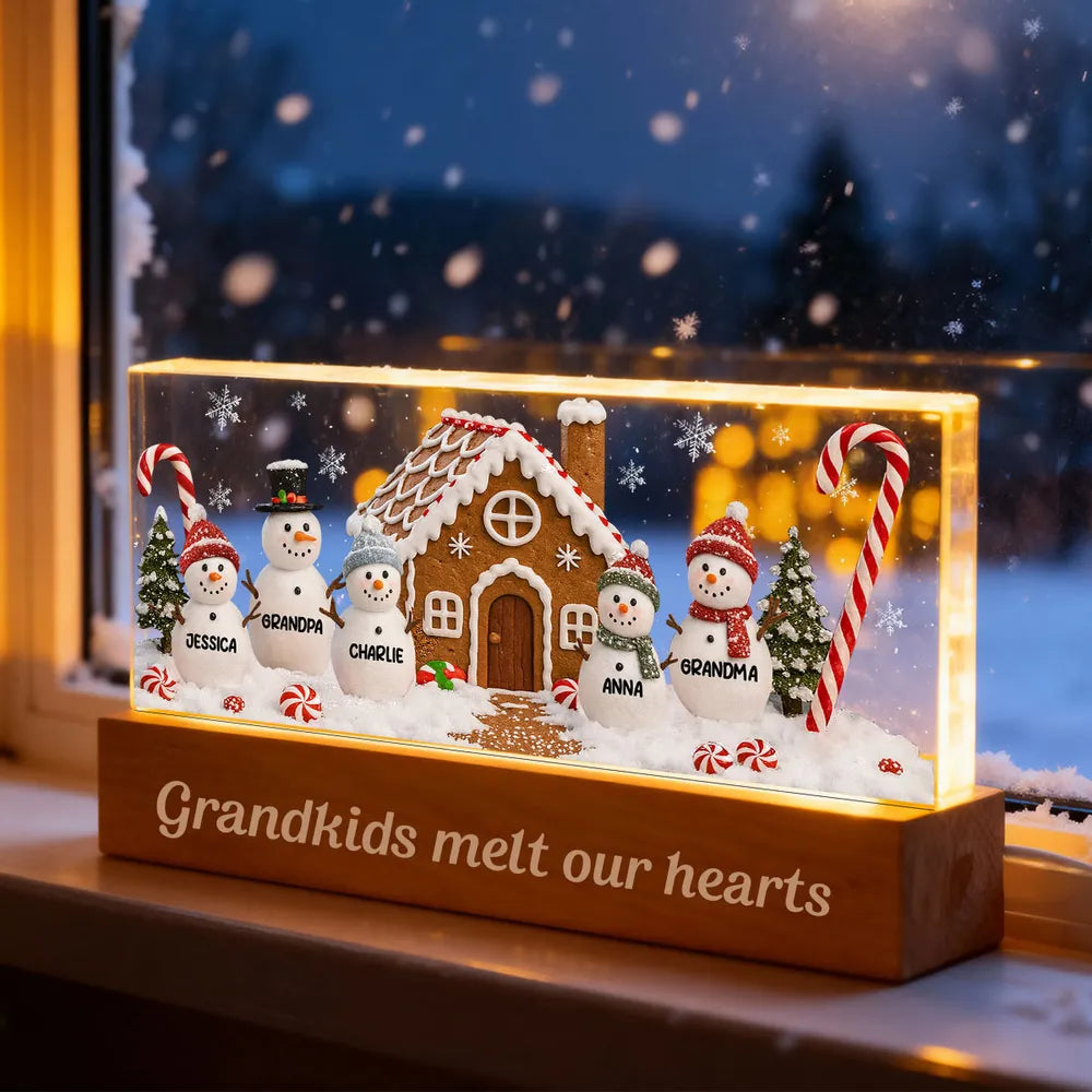 Personalized Christmas Snowman Family Light Box for Grandparents - Holiday Decoration Plaque MagicInPrints