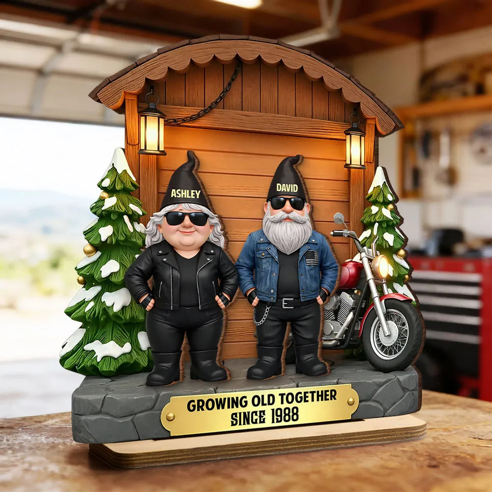Personalized Biker Couple Figurine for Anniversary - Growing Old Together Plaque MagicInPrints
