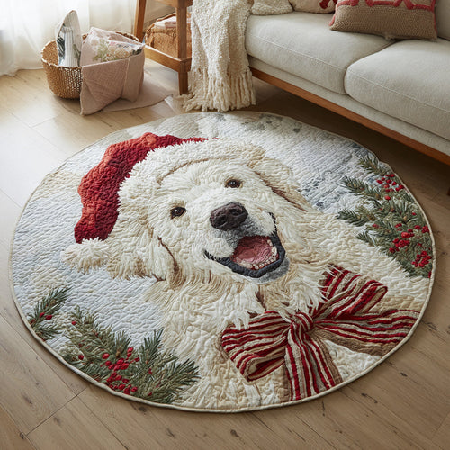 Spread Joy with Every Step – Personalized Quilted Round Mat – Gift for Dog Lovers Quilted Round Mat MagicInPrints