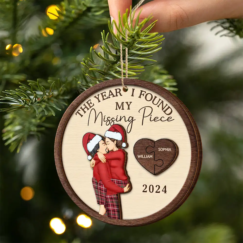 Personalized Couple Ornament for Partners with Puzzle Heart Design - Romantic Keepsake for 2025 Ornament MagicInPrints