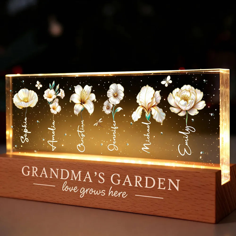 Personalized Acrylic Flower Block for Grandma - Custom Names Gift Plaque MagicInPrints