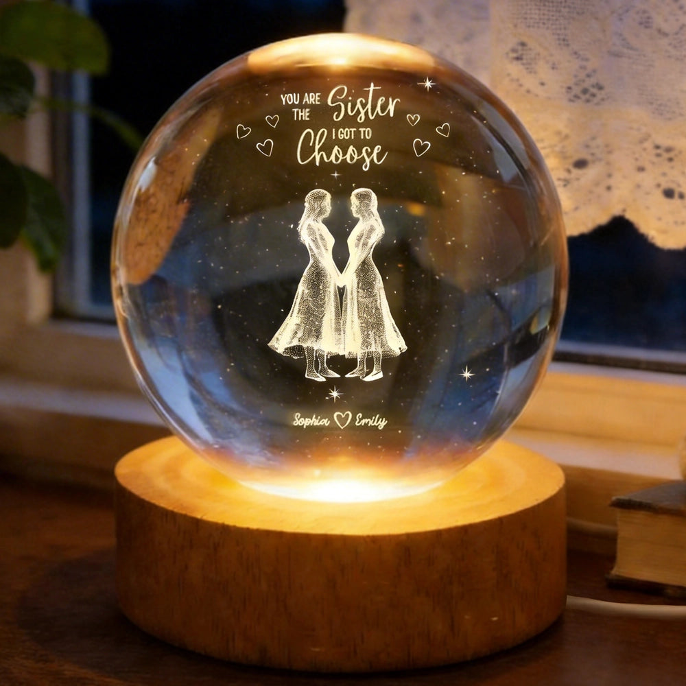 Personalized Sister Crystal Ball Lamp for Friends - Sentimental Gift Lamp MagicInPrints