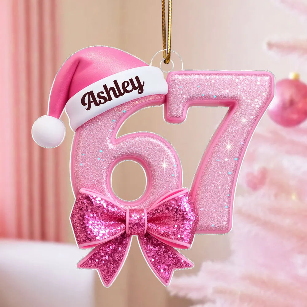 Personalized Pink Glitter Christmas Ornament for Teens - Holiday Decoration Ornament MagicInPrints