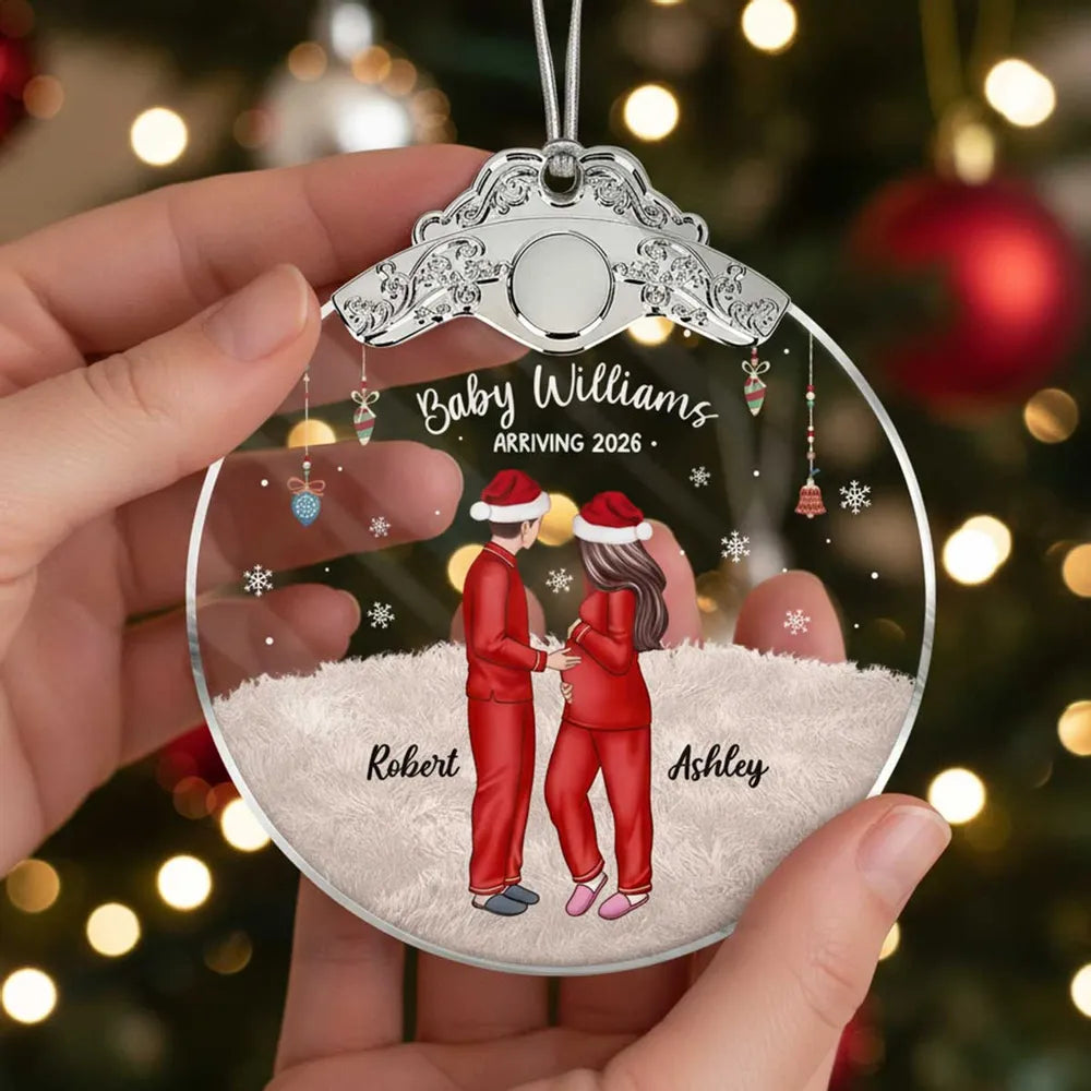 Personalized Family Christmas Ornament with Pets - Baby Announcement 2026 Ornament MagicInPrints