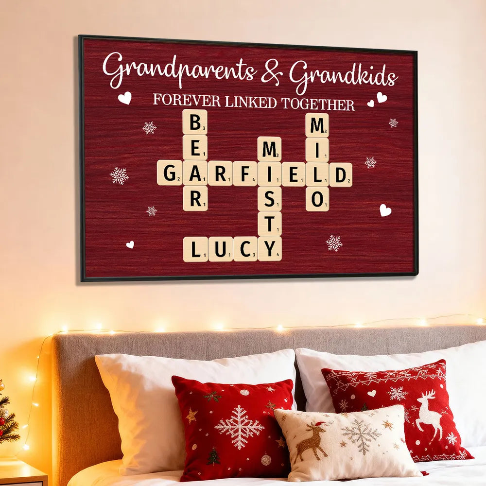 Personalized Grandparents & Grandkids Wall Art - Family Name Crossword Gift Poster or Canvas MagicInPrints