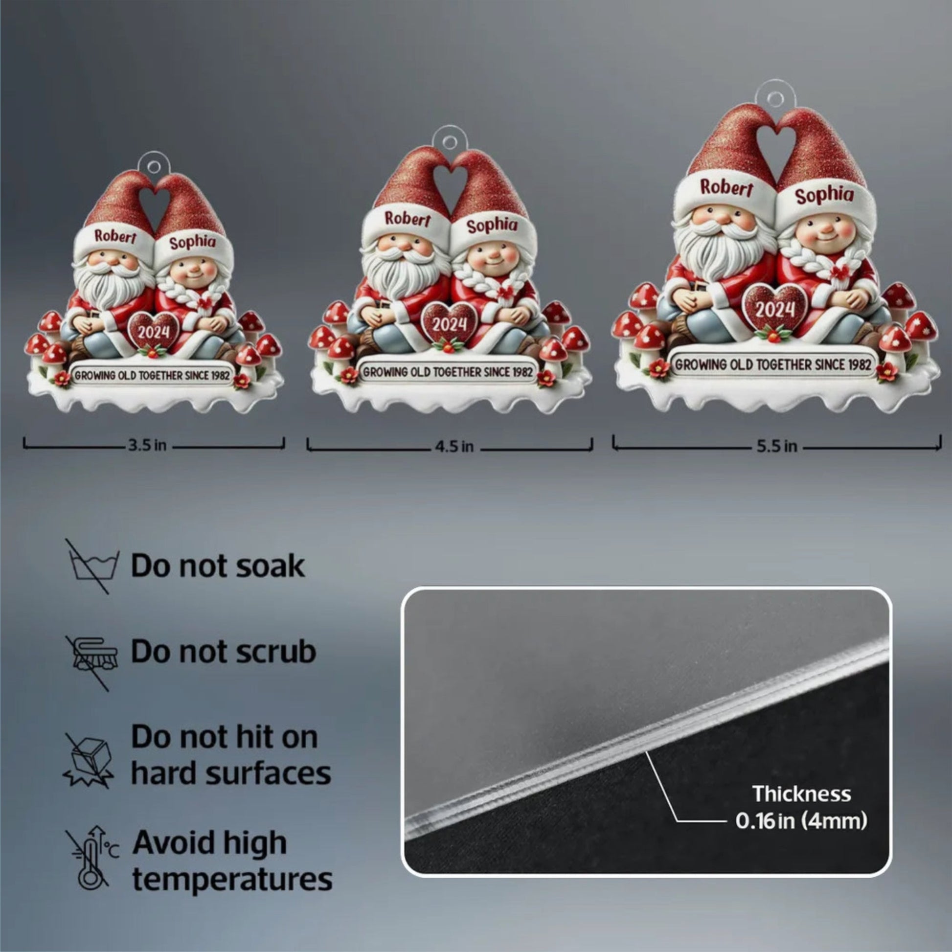 Personalized Christmas Ornament for Couples - Santa Design - Anniversary Gift Ornament MagicInPrints