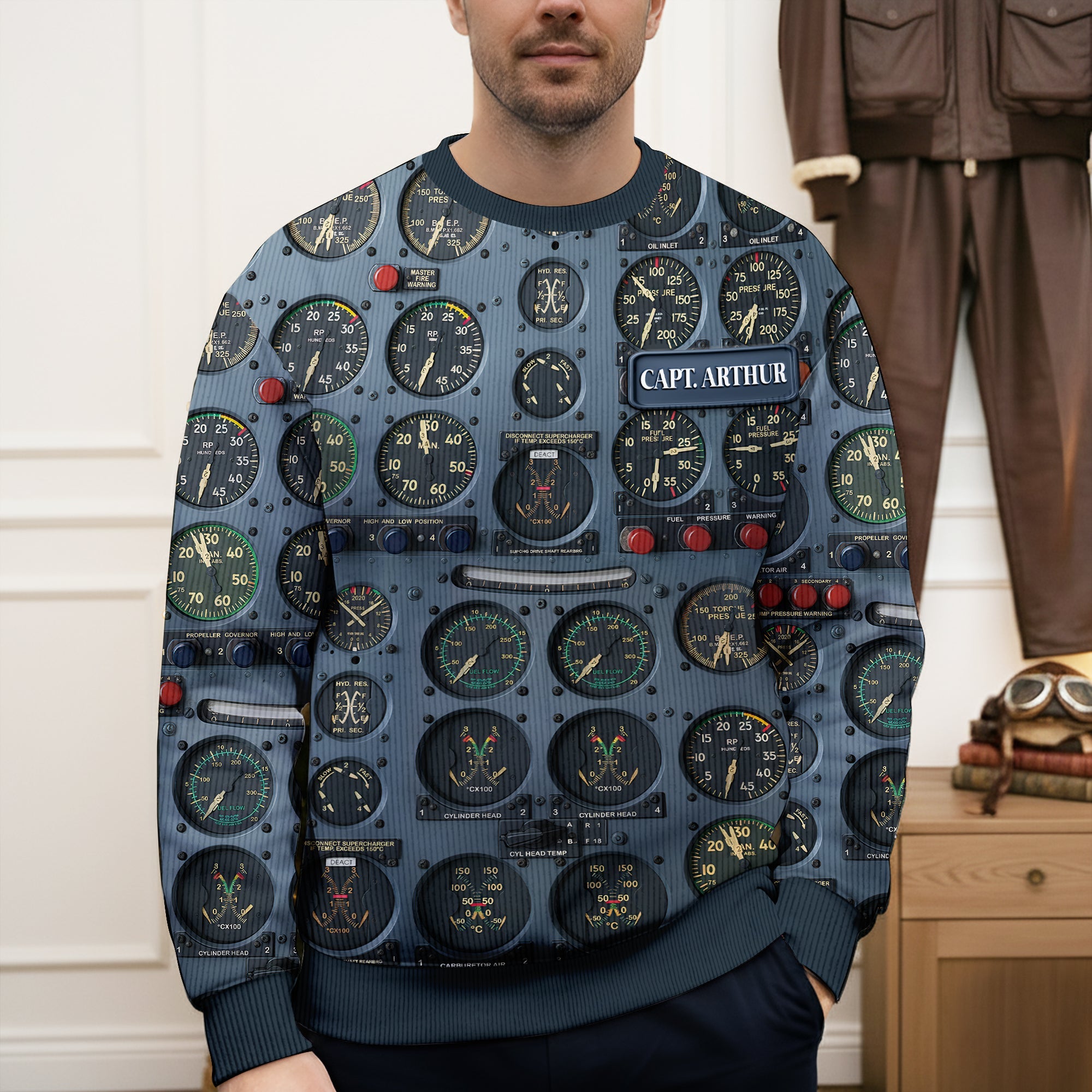 "Take Control of the Skies!" - Pilot Control Panel Ugly Sweater - Personalized Christmas Gift for Pilots Ugly Christmas Sweater MagicInPrints