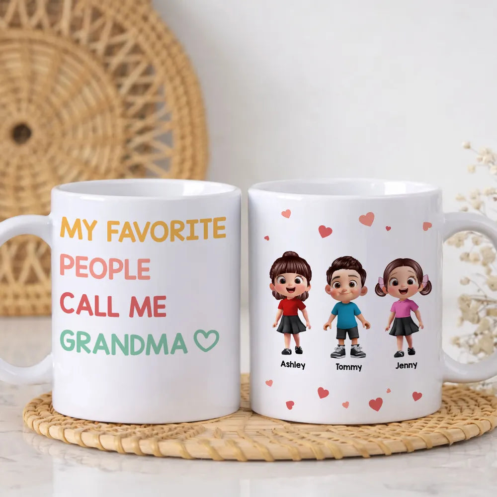 Personalized Grandma Mug for Family - Custom Cartoon Characters Cup MagicInPrints