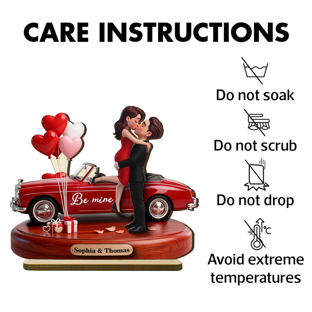 Personalized Romantic Couple Figurine with Car and Balloons - Valentine's Day Gift Plaque MagicInPrints