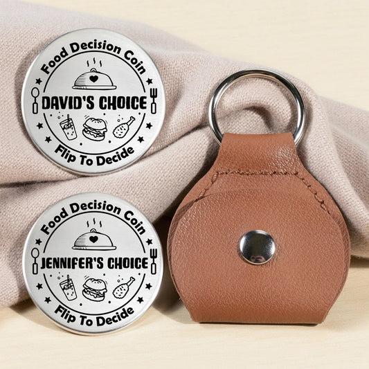 Personalized Food Decision Coin Keychain for Couples - Fun Dining Choice Keychain MagicInPrints