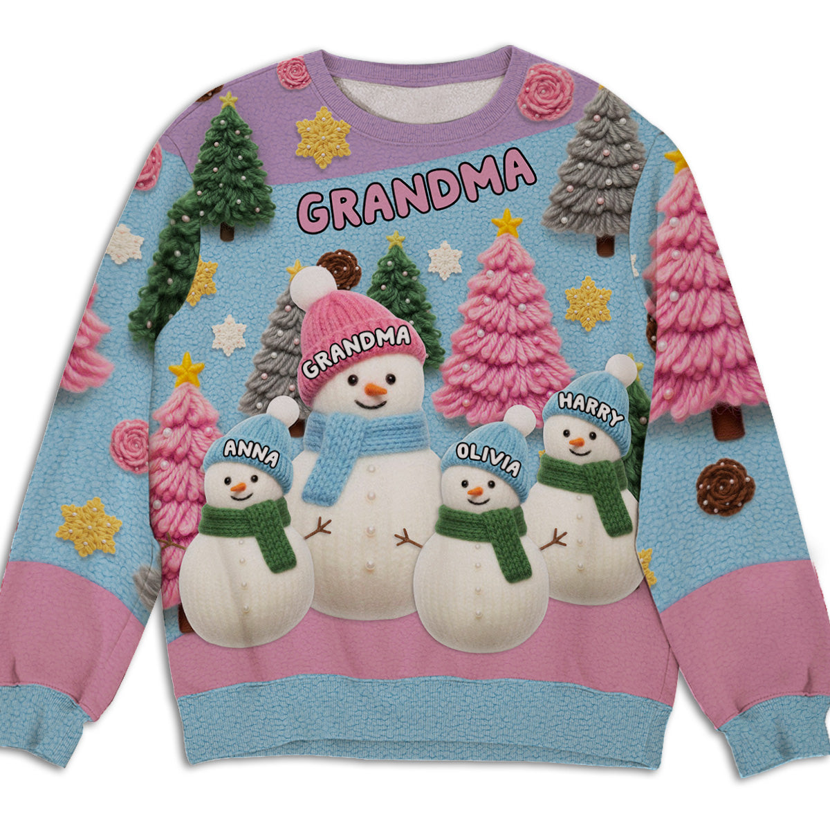 Personalized Family Snowman Christmas Sweater for Grandma - Festive Holiday Gift Cloth MagicInPrints