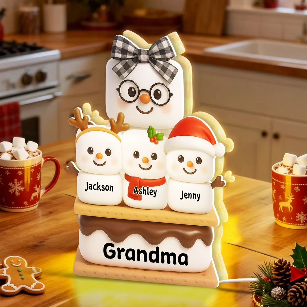 Custom Family Snowman Light for Grandma - Christmas Decor Plaque MagicInPrints
