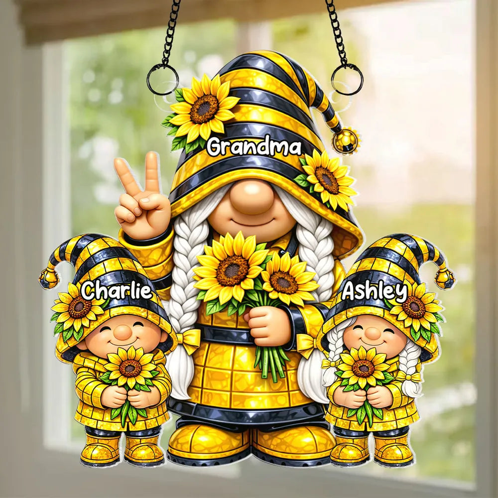 Custom Family Gnome Ornament for Grandma - Personalized Sunflower Gift Ornament MagicInPrints