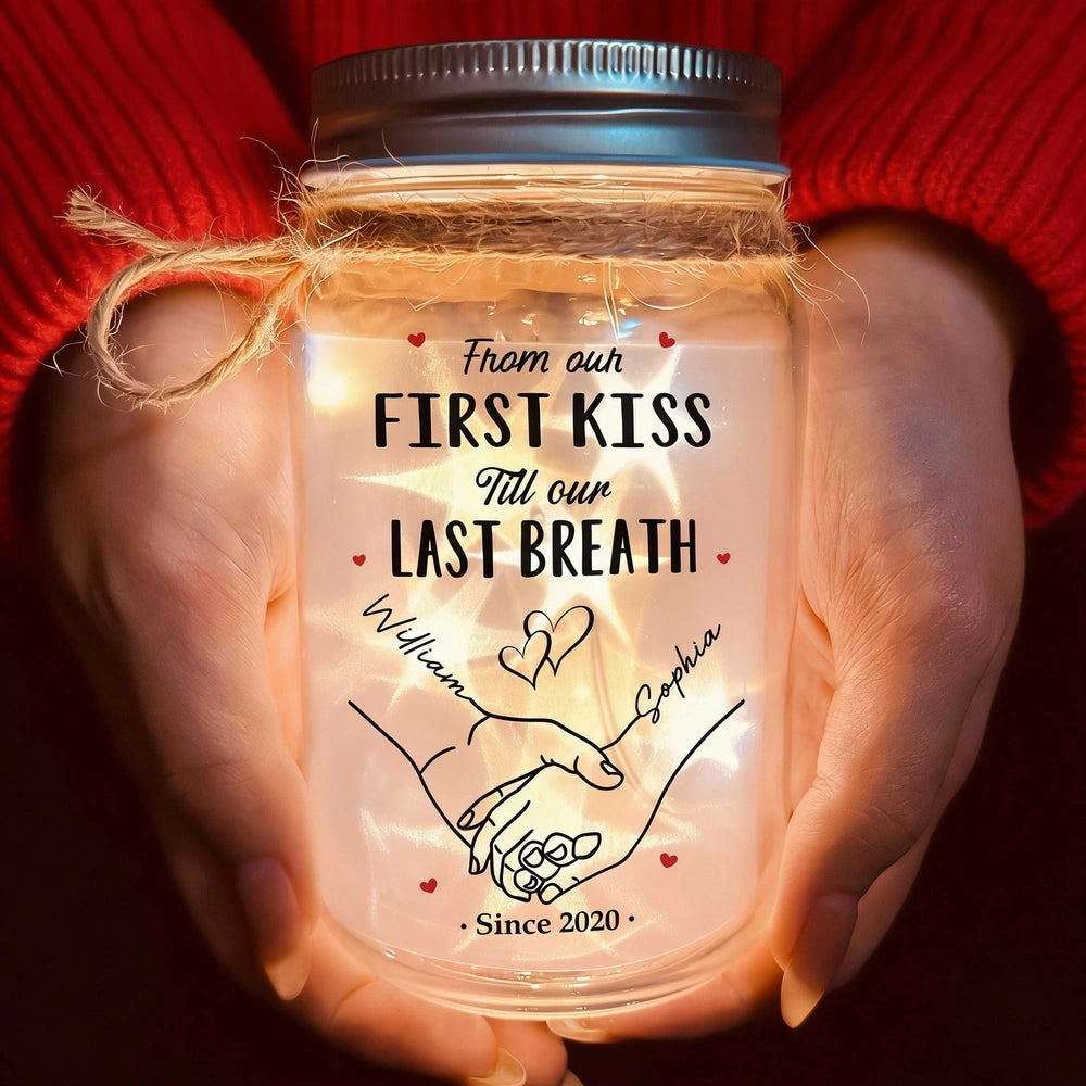 Personalized LED Mason Jar for Couples - Romantic Gift for Anniversaries Lamp MagicInPrints