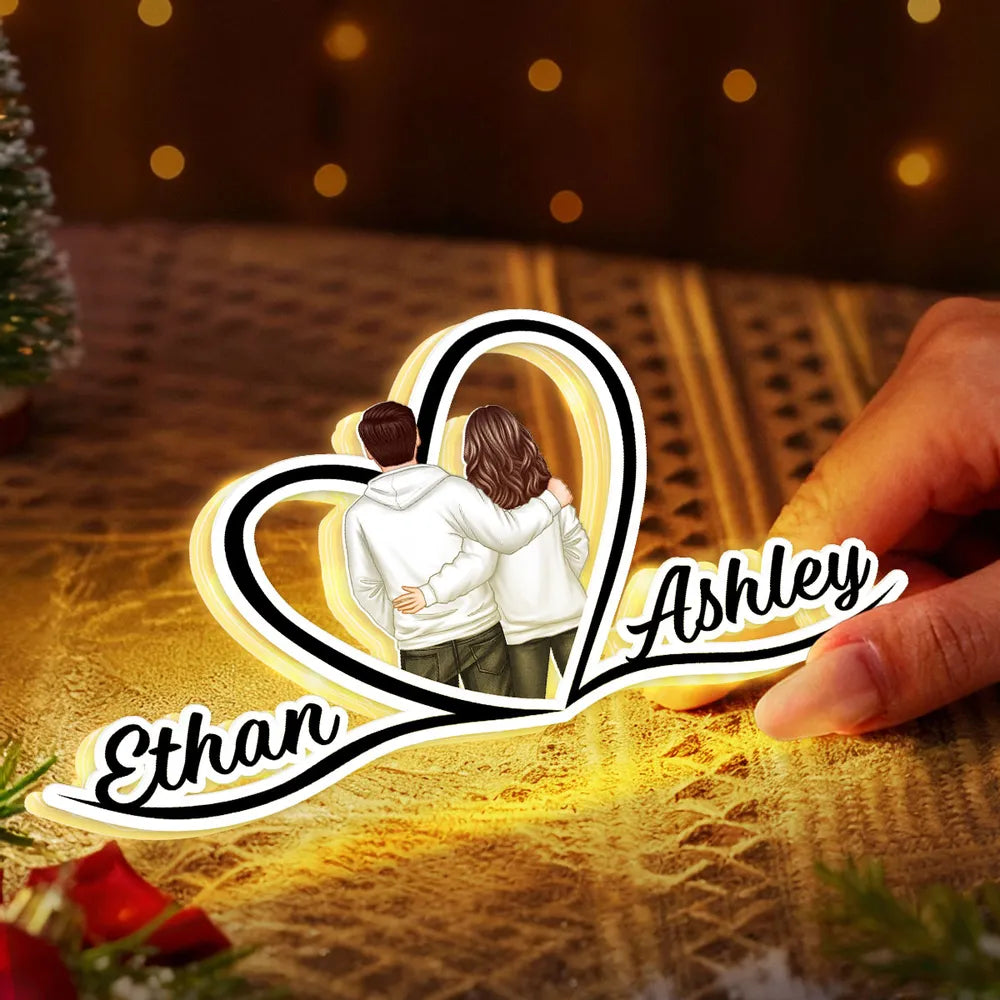 Custom LED Night Light for Couples with Names - Romantic Home Decor Gift Plaque MagicInPrints