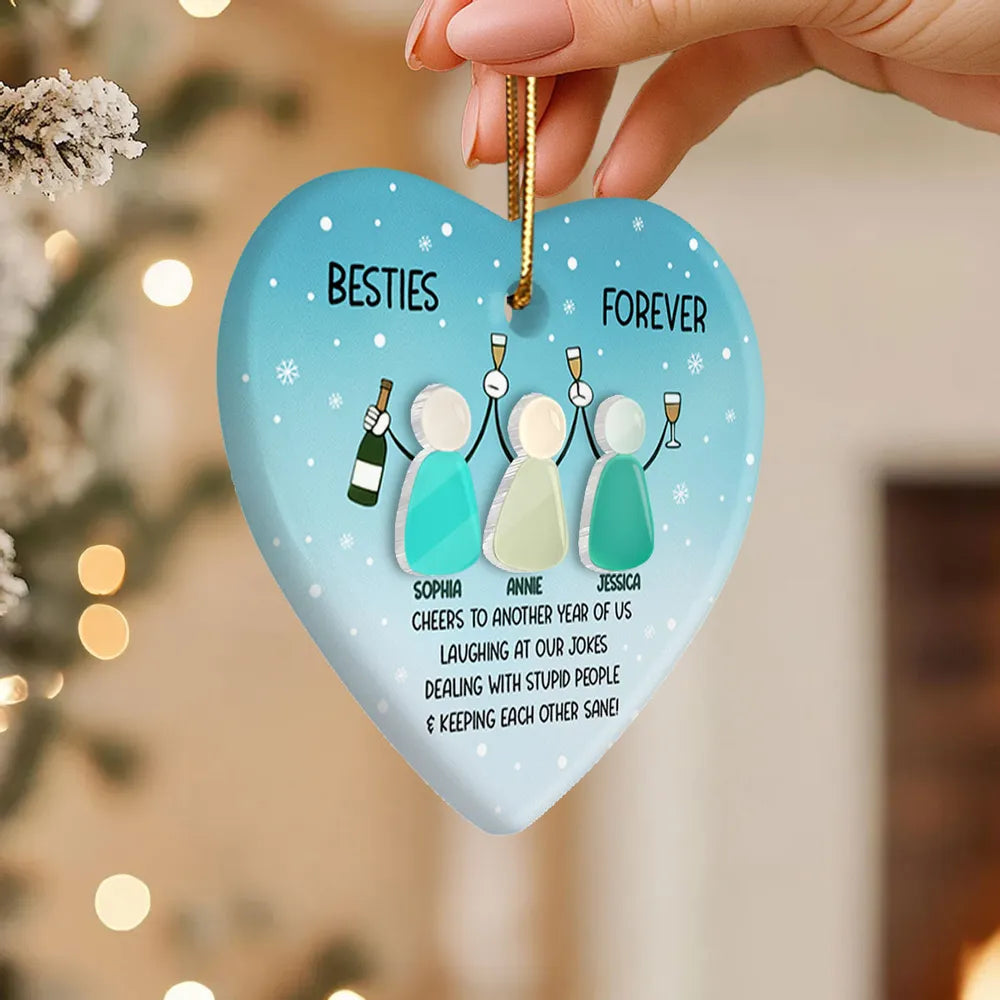Personalized Heart Ornament for Friends - Besties Forever Keepsake Ornament MagicInPrints