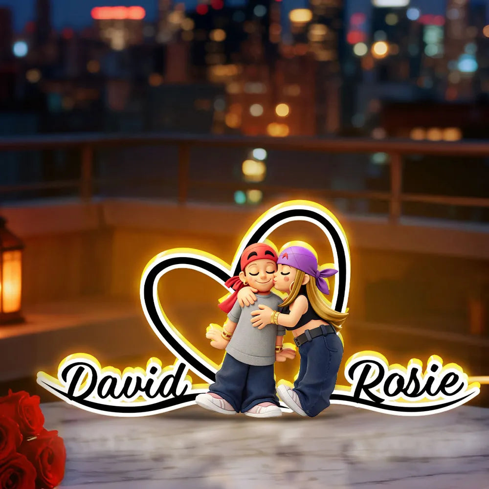 Customized LED Night Light for Couples - Romantic Street Art Theme Plaque MagicInPrints