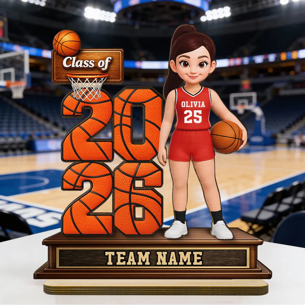 Personalized Basketball Graduation Figurine for Class of 2026 - Custom Team Name Plaque MagicInPrints