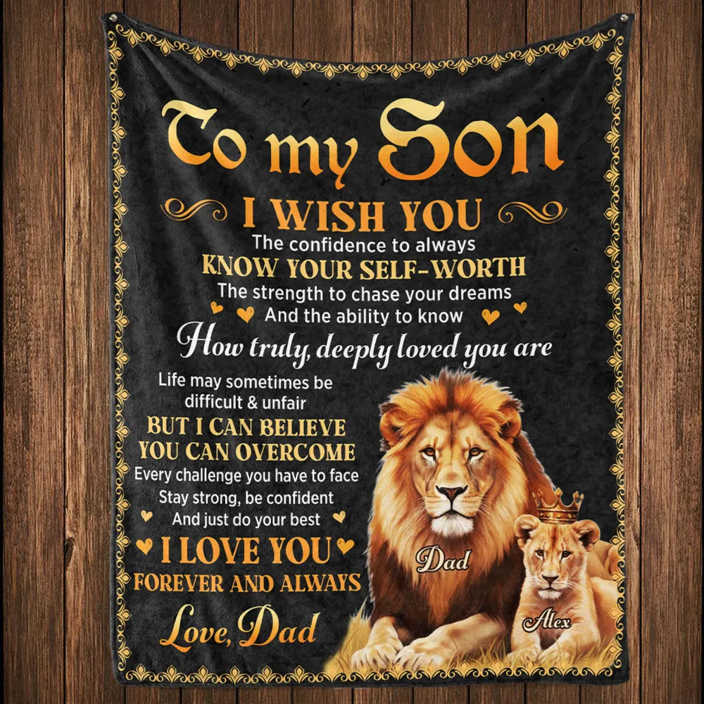 Personalized Lion Blanket for Daughter - Sentimental Gift from Dad Blanket MagicInPrints