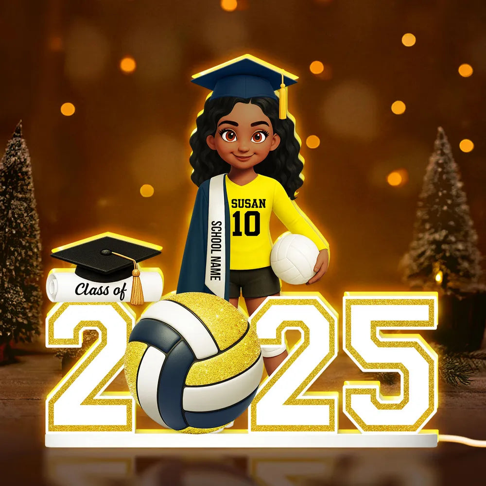 Personalized Graduation Volleyball LED Lamp for Class of 2025 - Perfect for Senior Athletes Plaque MagicInPrints