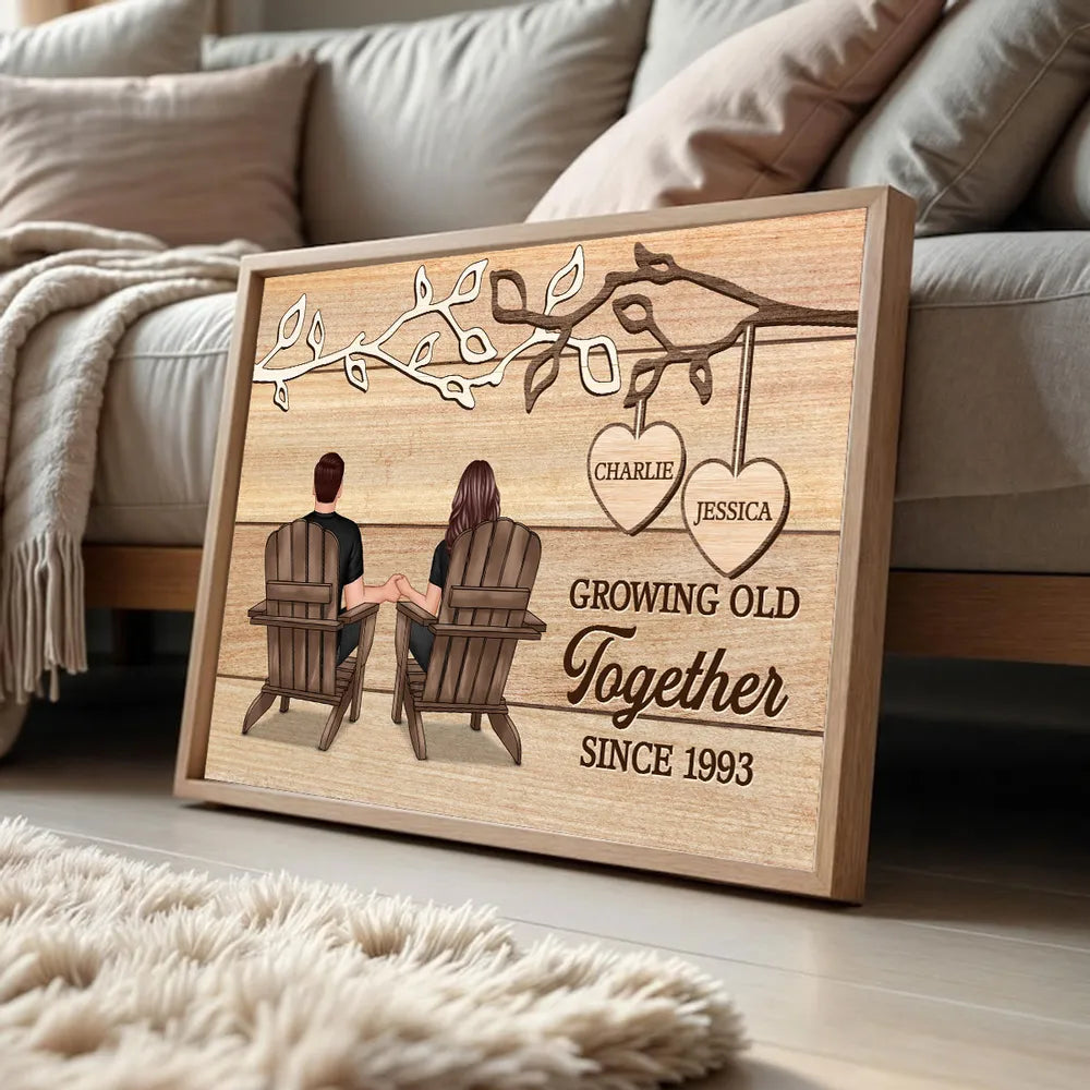 Personalized Anniversary Canvas for Couples - Growing Old Together Since 1983 Poster or Canvas MagicInPrints