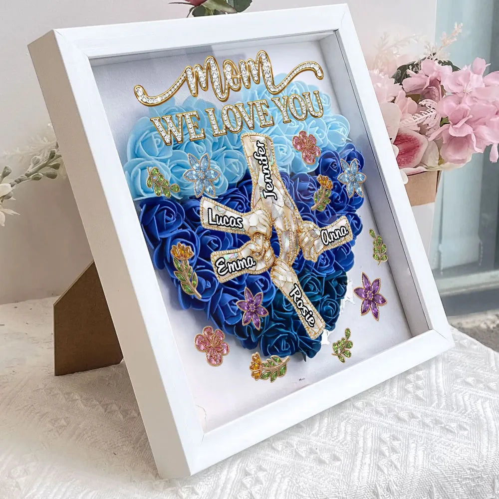 Personalized Shadow Box for Mom with Custom Names and Floral Design - Mother's Day Gift Plaque MagicInPrints