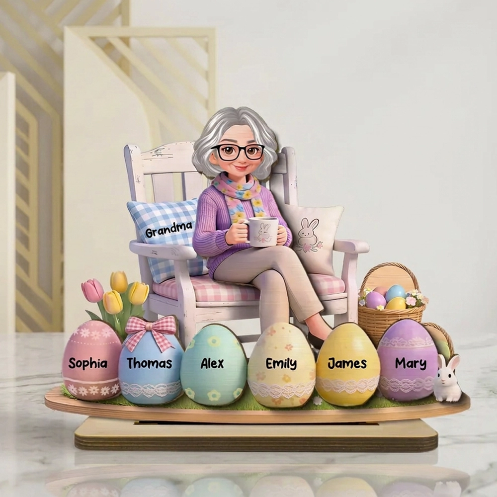 Personalized Easter Grandma Figurine with Custom Names - Family Gift Plaque MagicInPrints