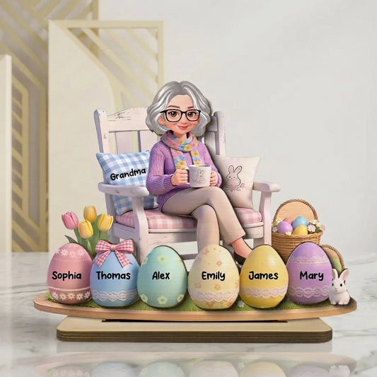 Personalized Easter Grandma Figurine with Custom Names - Family Gift Plaque MagicInPrints