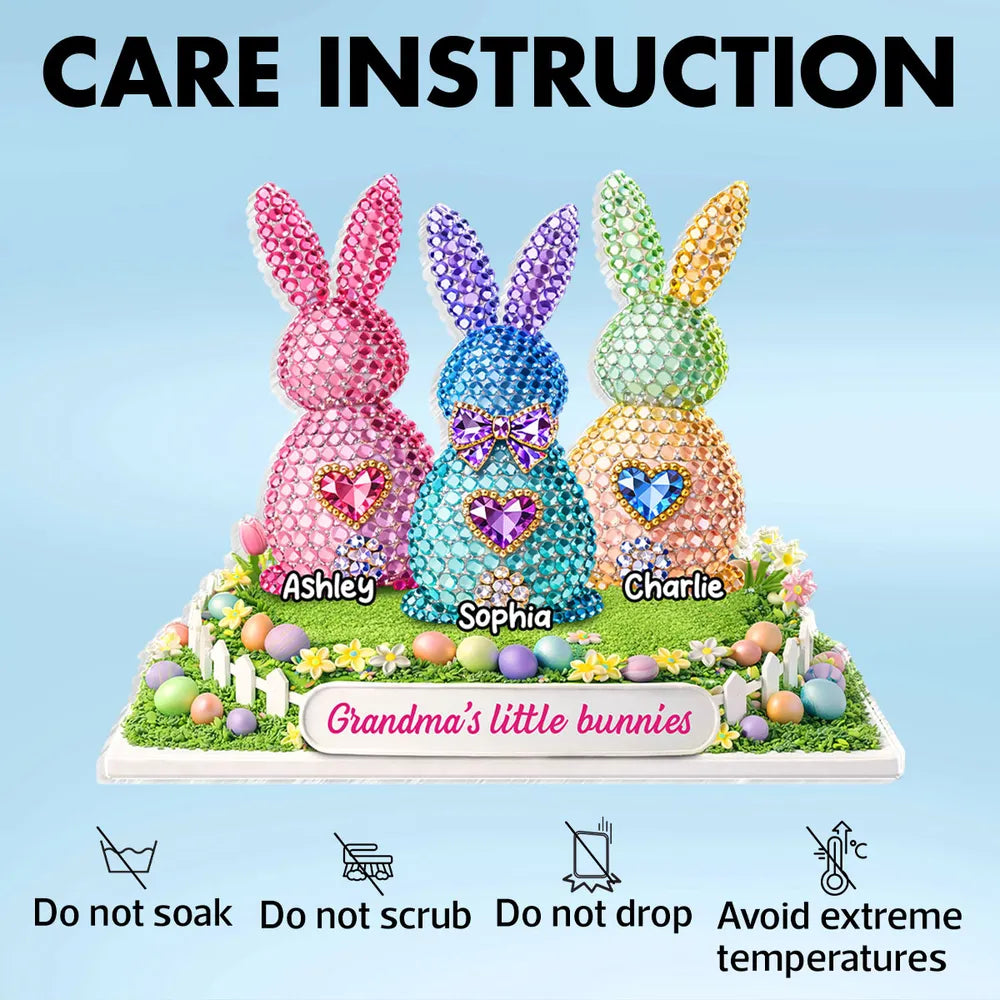 Personalized Crystal Bunny Figurines for Kids - Easter Decoration Gift Plaque MagicInPrints