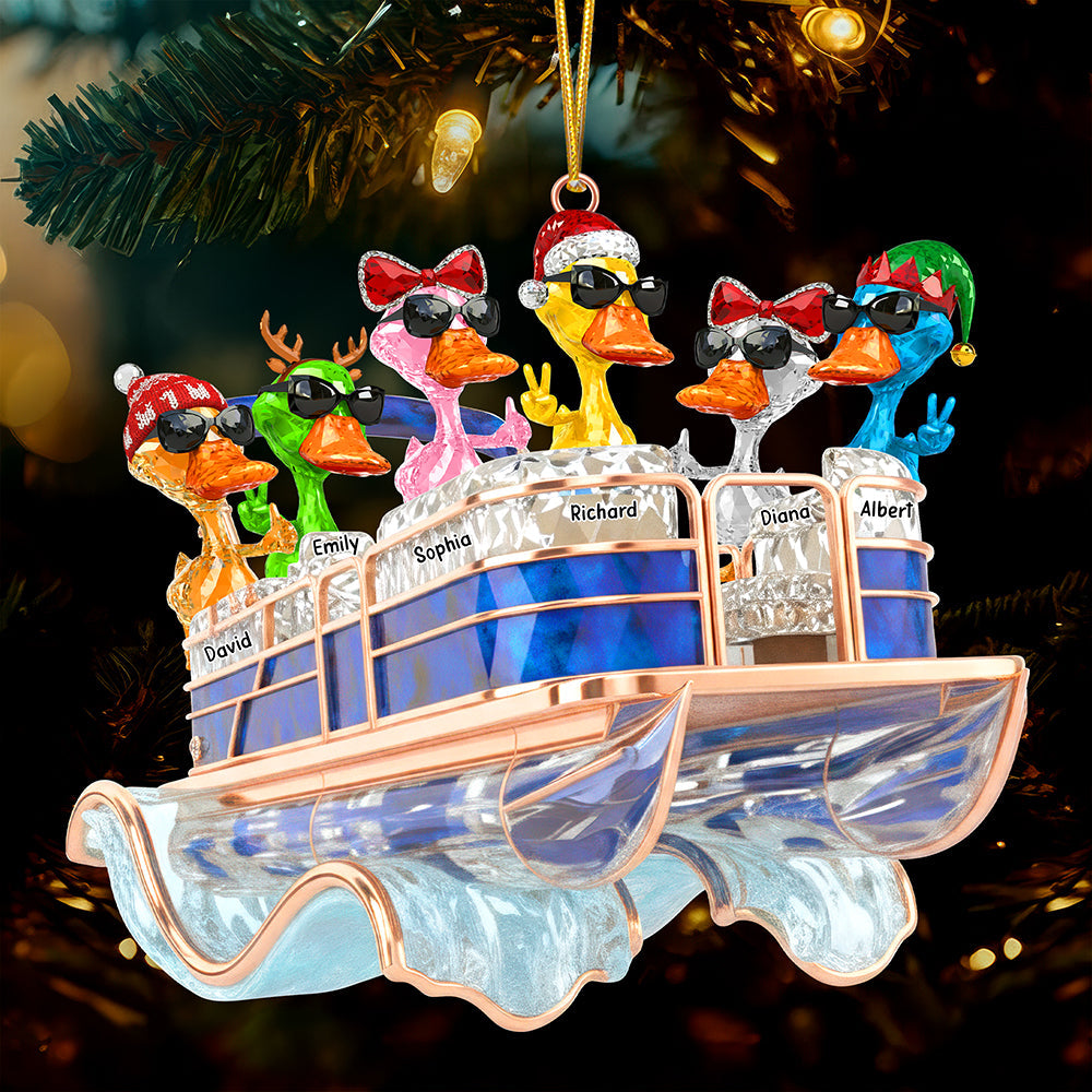 “Fun with Friends on the Water!” - Fun Duck Pontoon Trip Ornament, Personalized Gift for Pontoon Lovers Ornament MagicInPrints