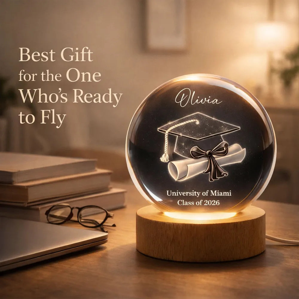 Personalized Graduation Crystal Ball for University Students - Class of 2026 Gift Lamp MagicInPrints