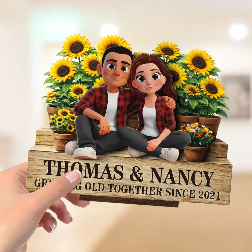 Personalized Couple Figurine with Sunflowers - Anniversary Gift for Couples Plaque MagicInPrints