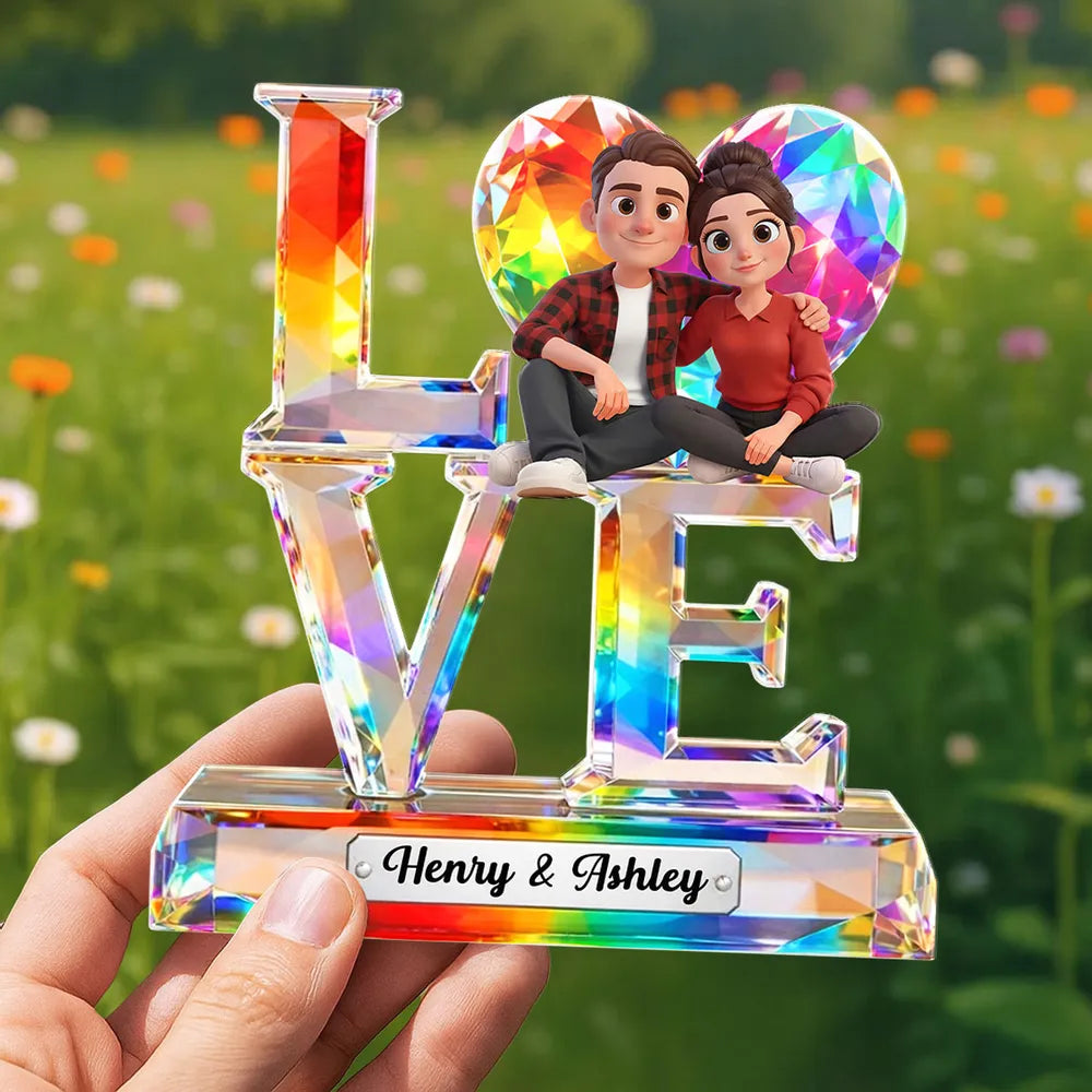 Personalized Crystal Love Figurine for Couples - Romantic Gift Plaque MagicInPrints