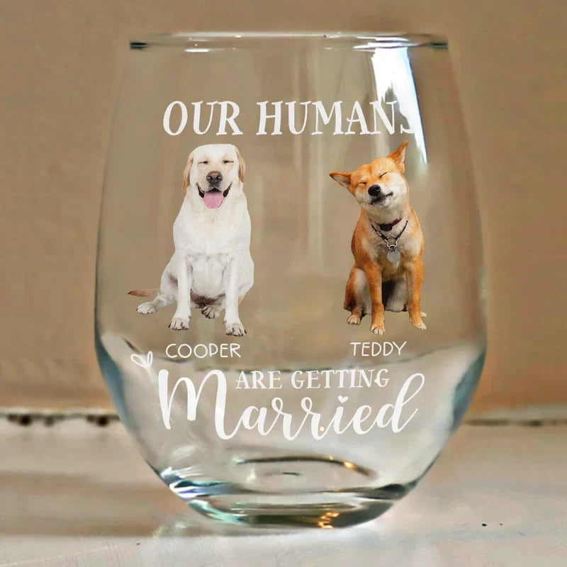Custom Dog Photo Wine Glass for Weddings - Personalized Gift Cup MagicInPrints