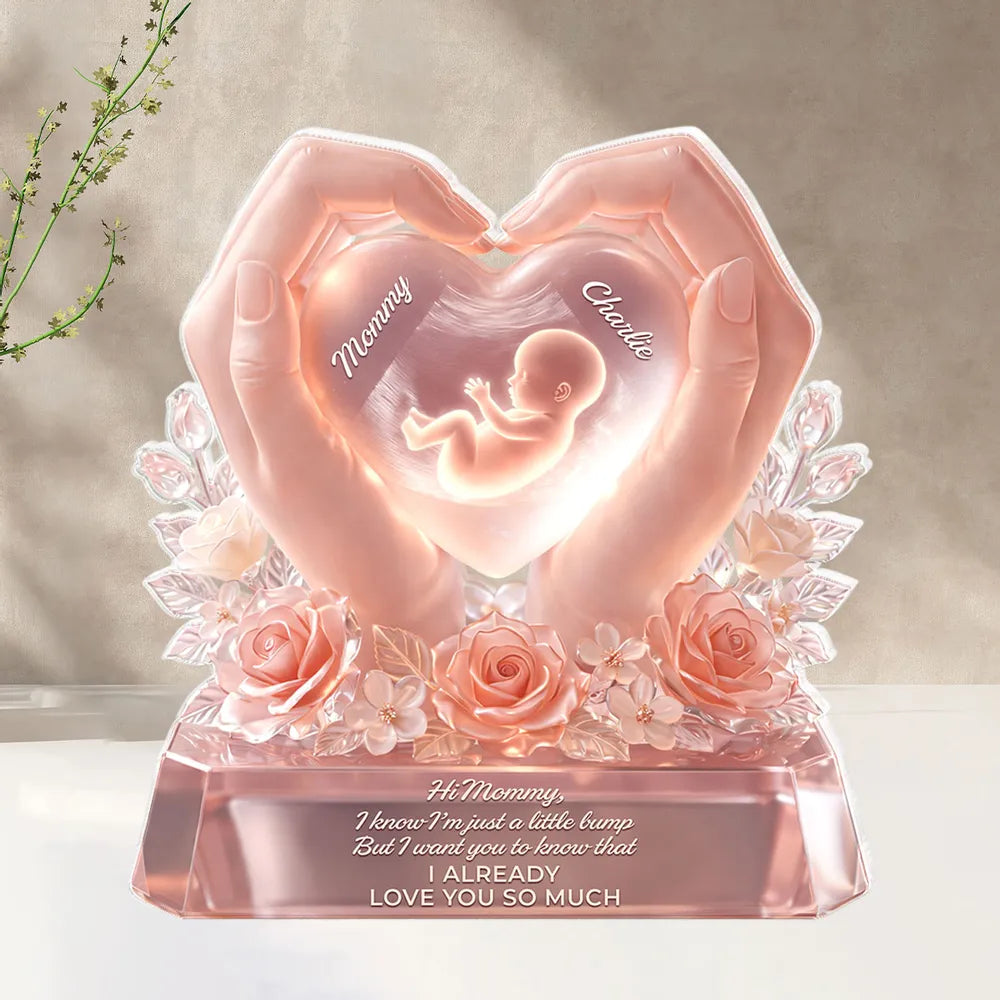 Personalized Heart-Shaped LED Keepsake for Expecting Mothers - Sentimental Baby Gift Plaque MagicInPrints