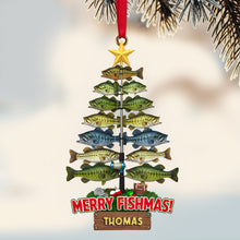 Load image into Gallery viewer, Merry Fishmas! Personalized Fisherman&#39;s Fish Tree Ornament - Custom Gifts for Fishing Enthusiasts Ornament MagicInPrints
