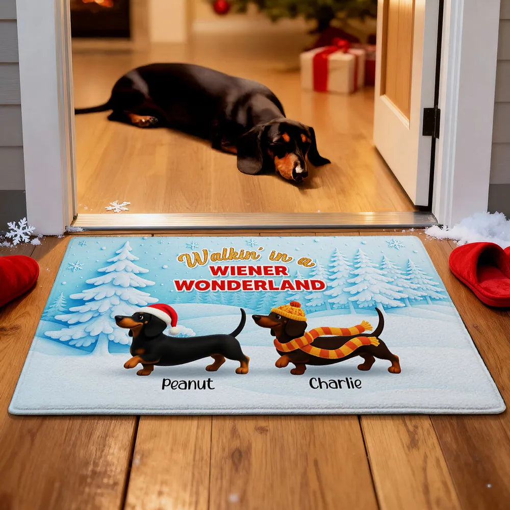 Personalized Christmas Dachshund Doormat for Dog Lovers - Holiday Decor Doormat MagicInPrints