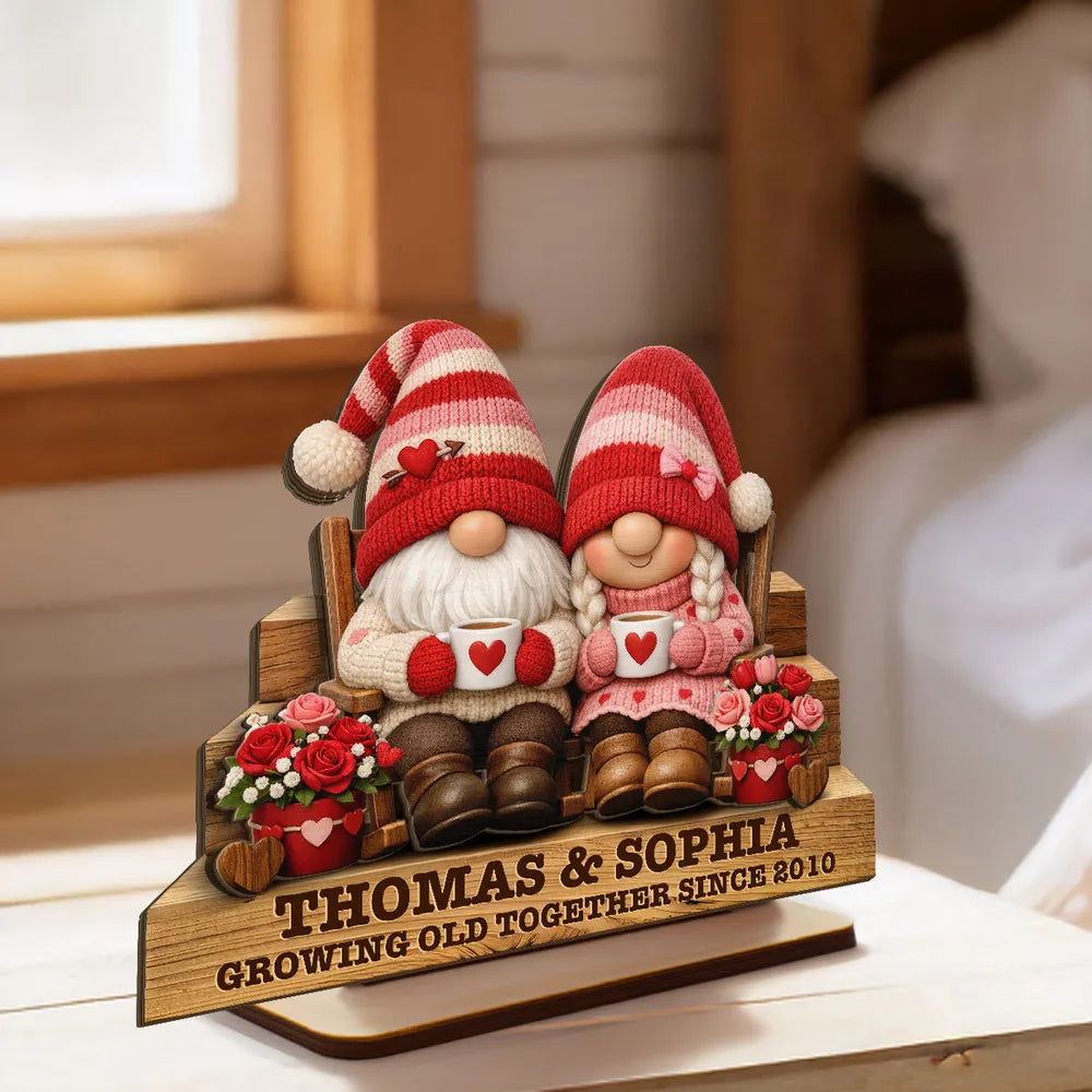 Personalized Gnome Couple Figurine for Couples - Anniversary Gift Plaque MagicInPrints