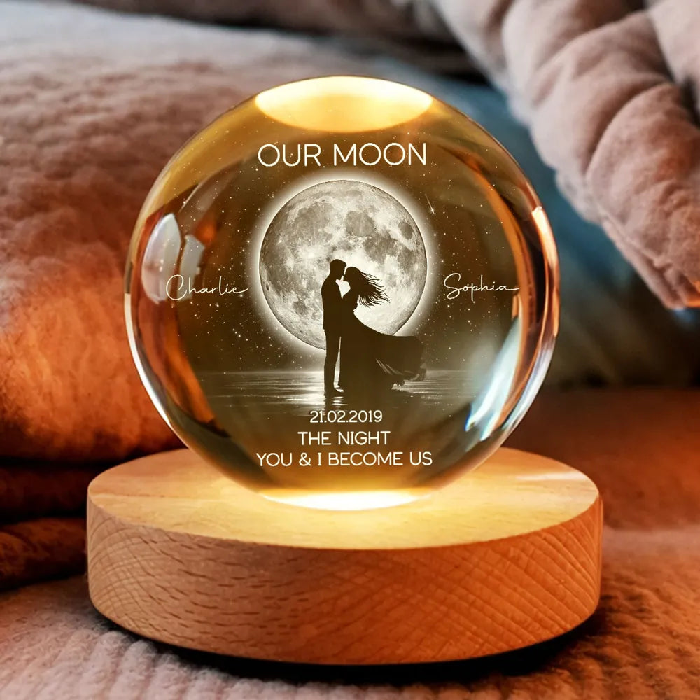 Personalized LED Moon Lamp for Couples with Custom Names - Romantic Gift Lamp MagicInPrints