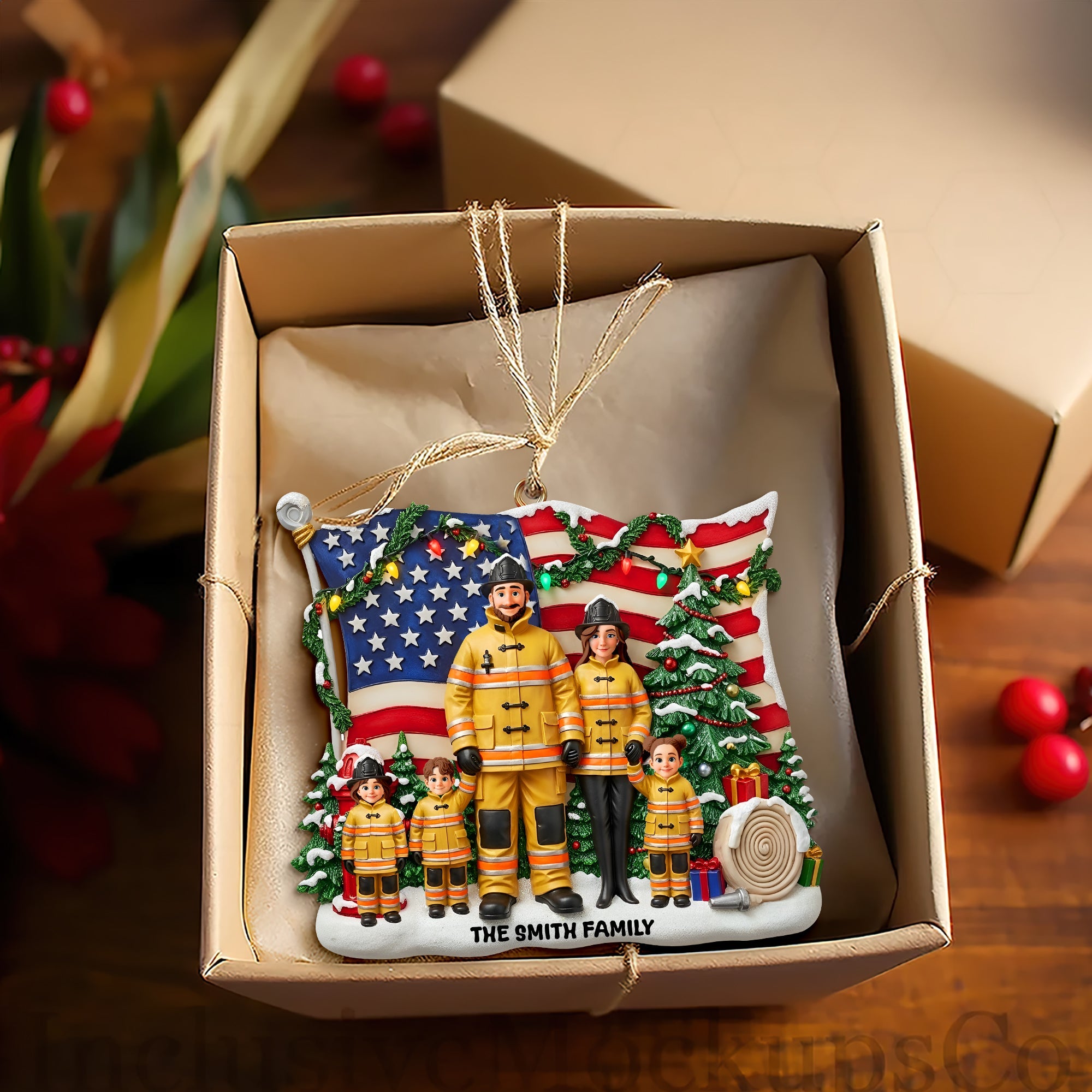 "Celebrate Heroes with Custom Love" - Pride Firefighter Christmas Ornament - Personalized Gifts for Family Ornament MagicInPrints