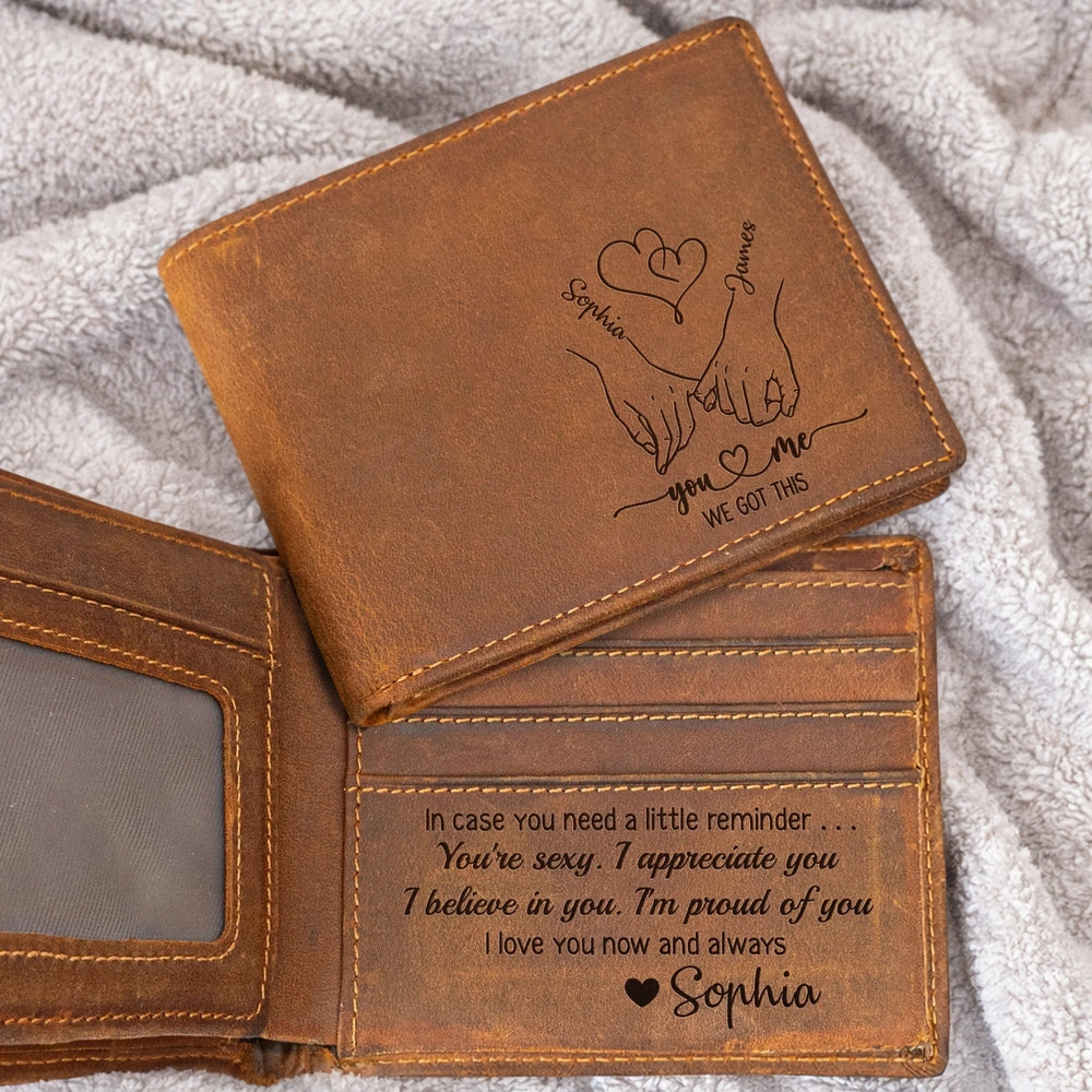 Personalized Leather Wallet for Couples with Engraved Message - Anniversary Gift Bag MagicInPrints