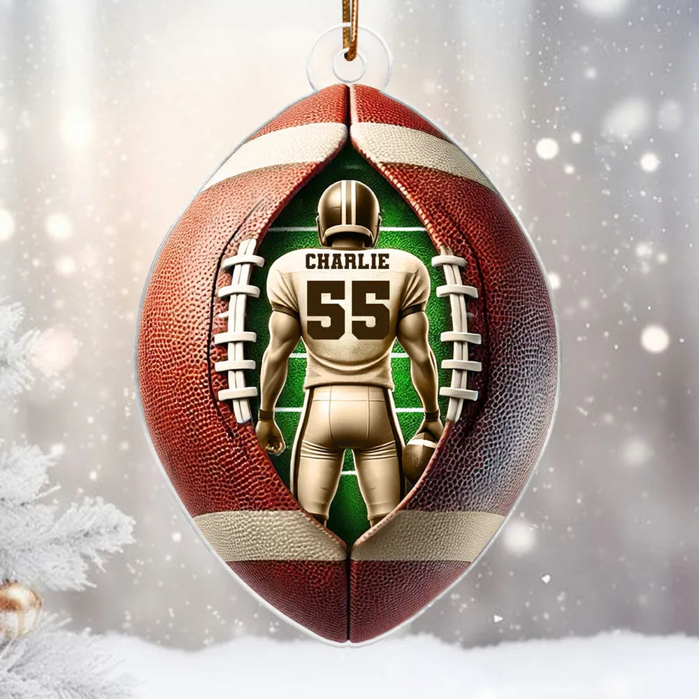 Custom Football Ornament for Sports Fans with Player Number - Holiday Decor Ornament MagicInPrints
