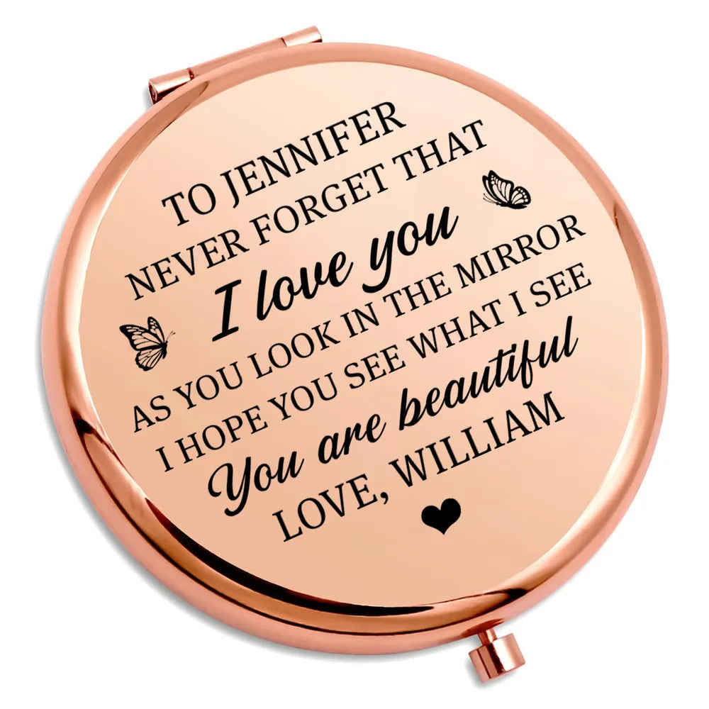 Personalized Compact Mirror for Her - Engraved Love Message Gift Beauty Tools MagicInPrints