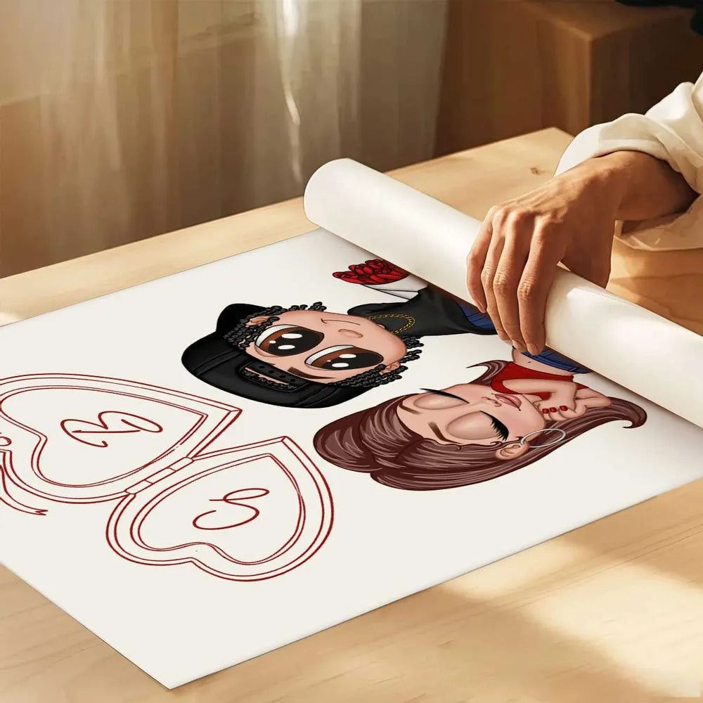 Personalized Couple Cartoon Art Print for Lovers - Romantic Gift Poster or Canvas MagicInPrints