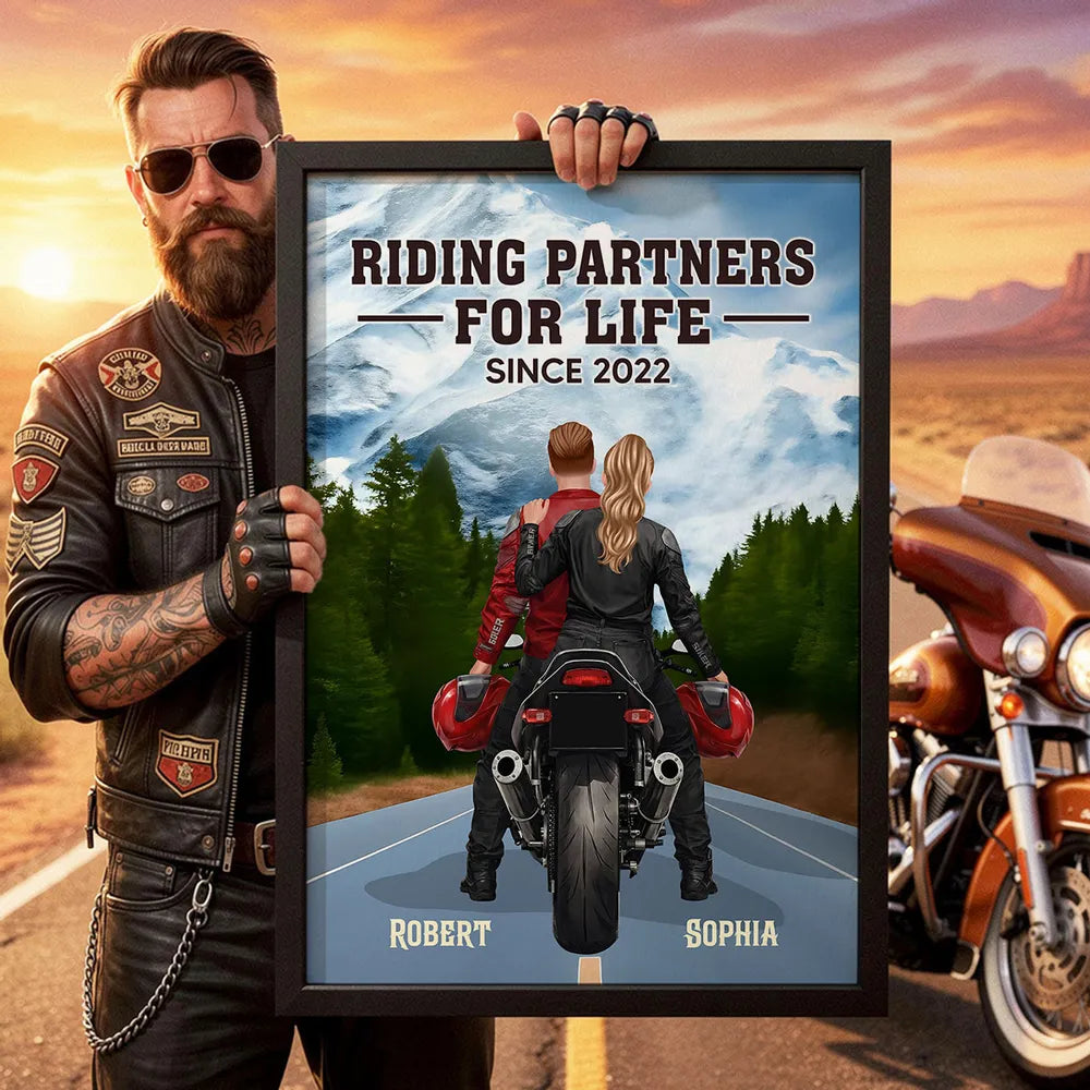 Personalized Motorcycle Couple Poster for Bikers - Anniversary Gift Poster or Canvas MagicInPrints