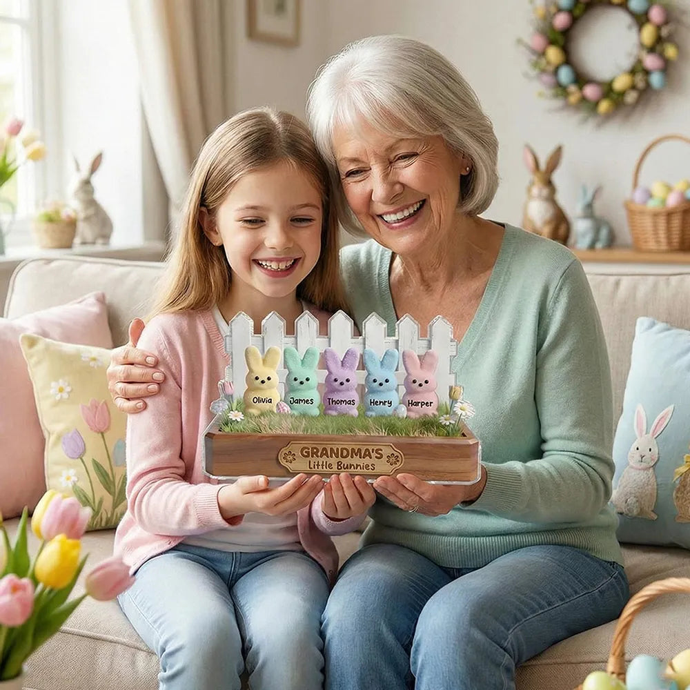 Personalized Bunny Family Garden Decor for Grandma - Easter Gift Plaque MagicInPrints