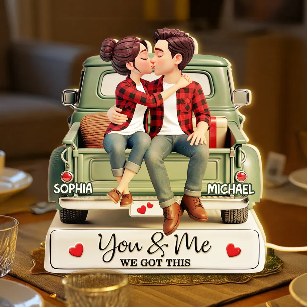 Personalized Couple Figurine Romantic Gift with LED Light - Anniversary or Valentine's Day Plaque MagicInPrints